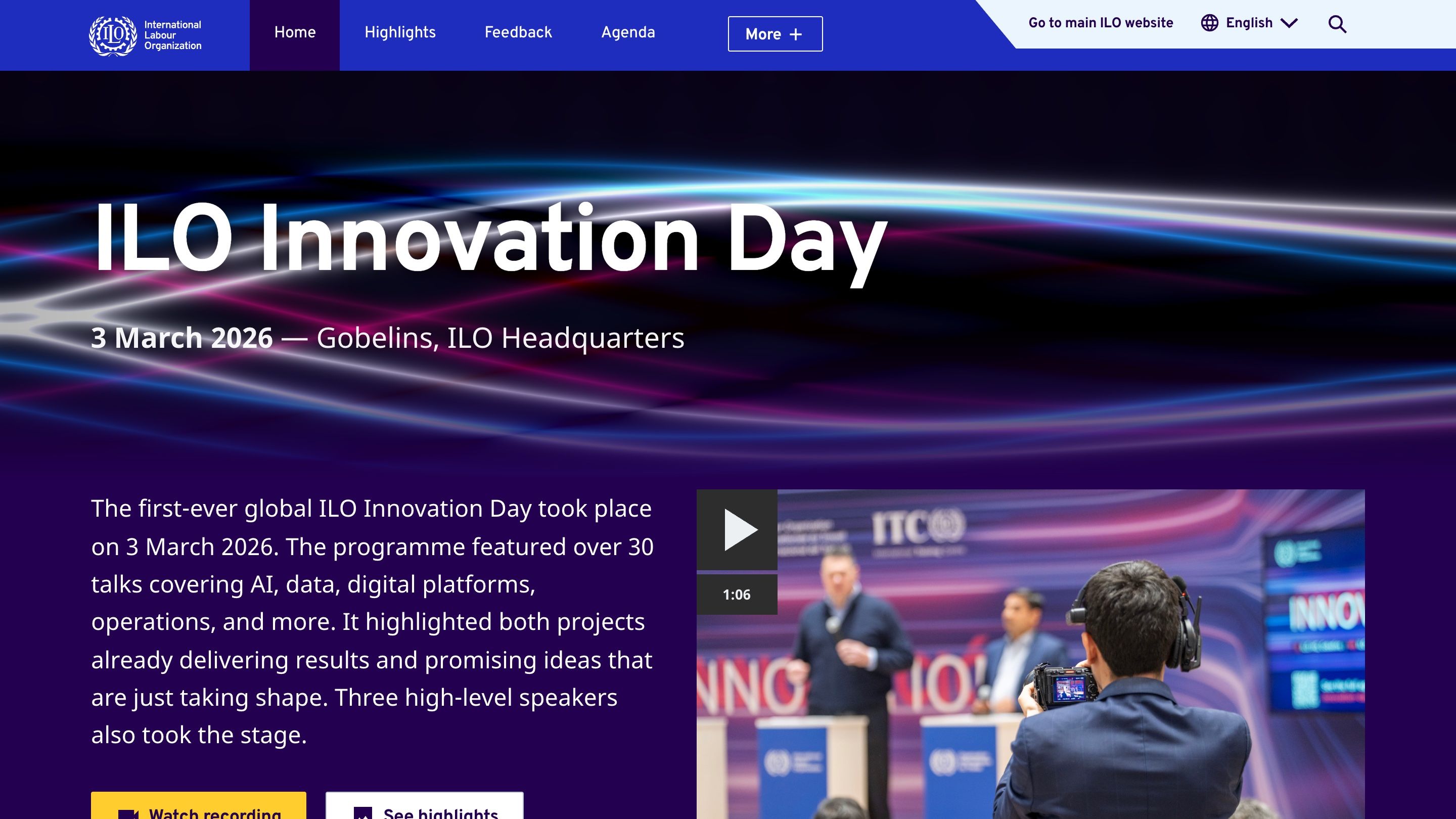 Screenshot of ILO Innovation Day